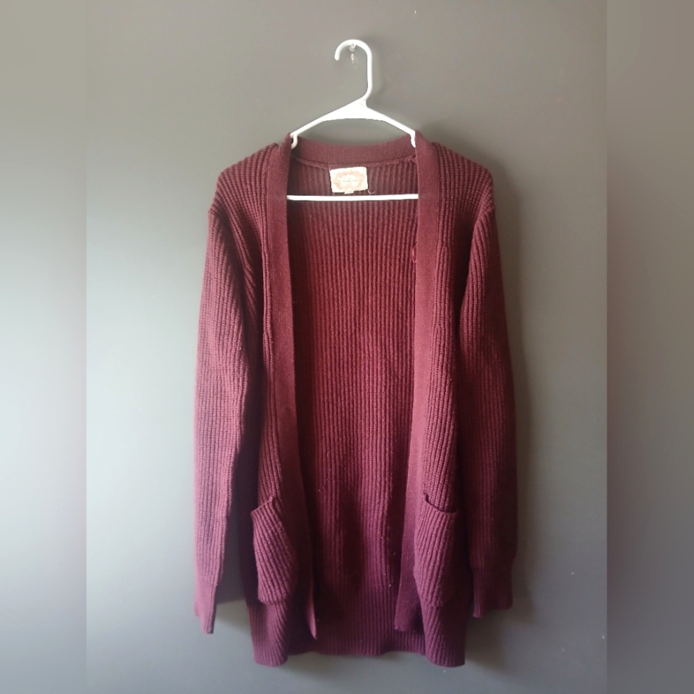 Ambiance Deep Burgundy Cardigan Sweater